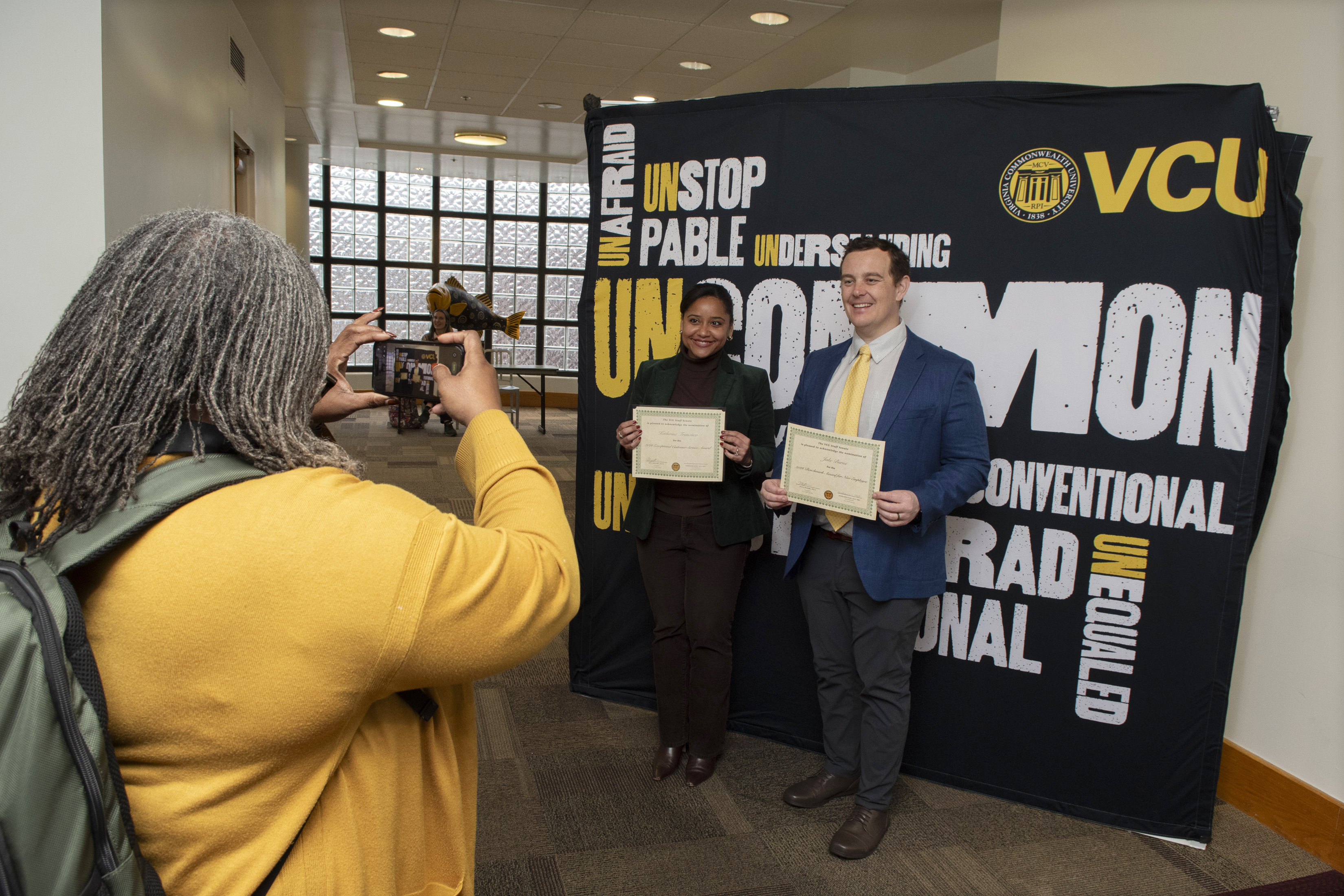 Award winners being photographed