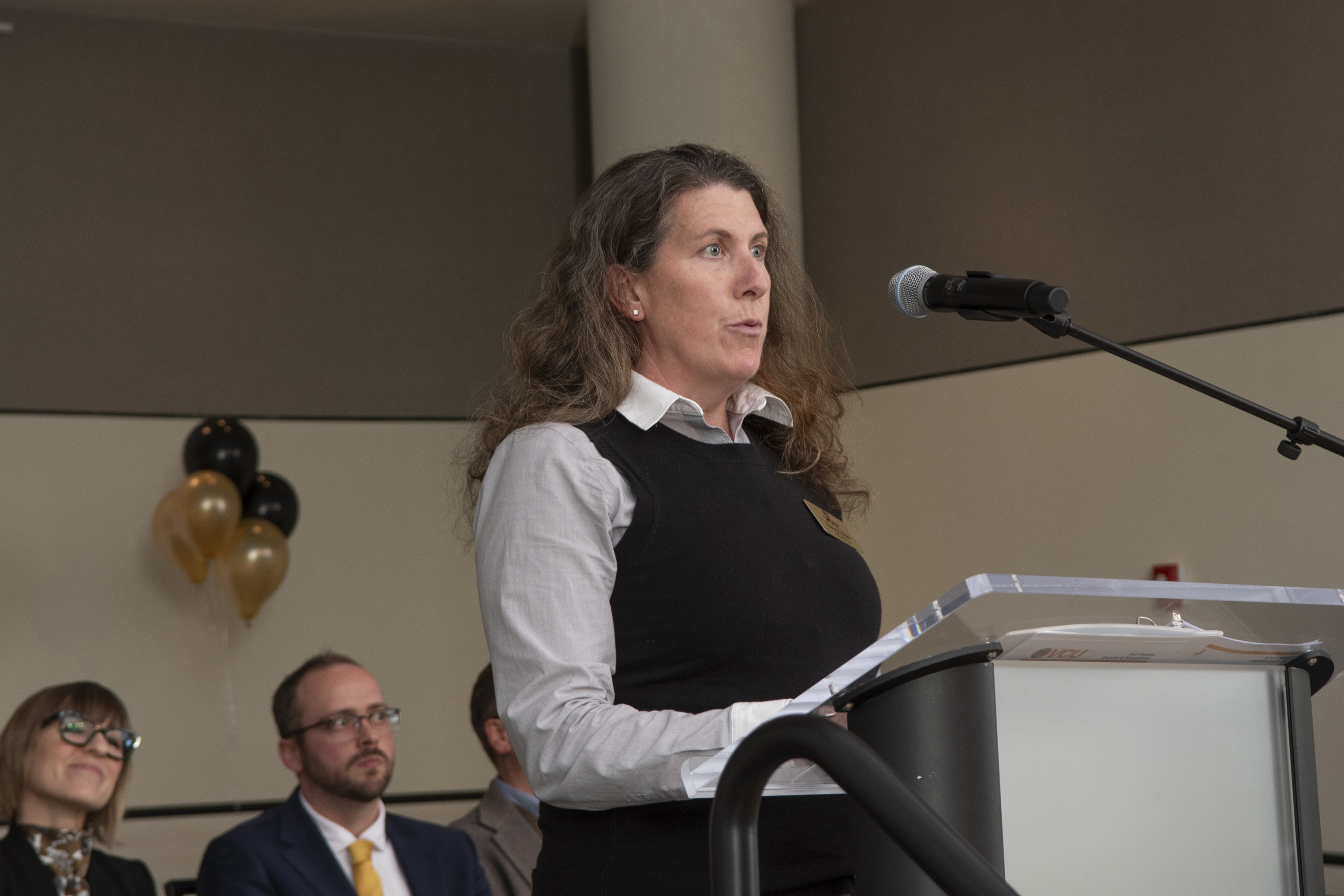 Amie Knapp addressing audience